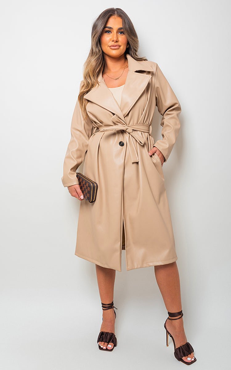 MEREDITH Longline Belted Trench Coat - Glamoo - 