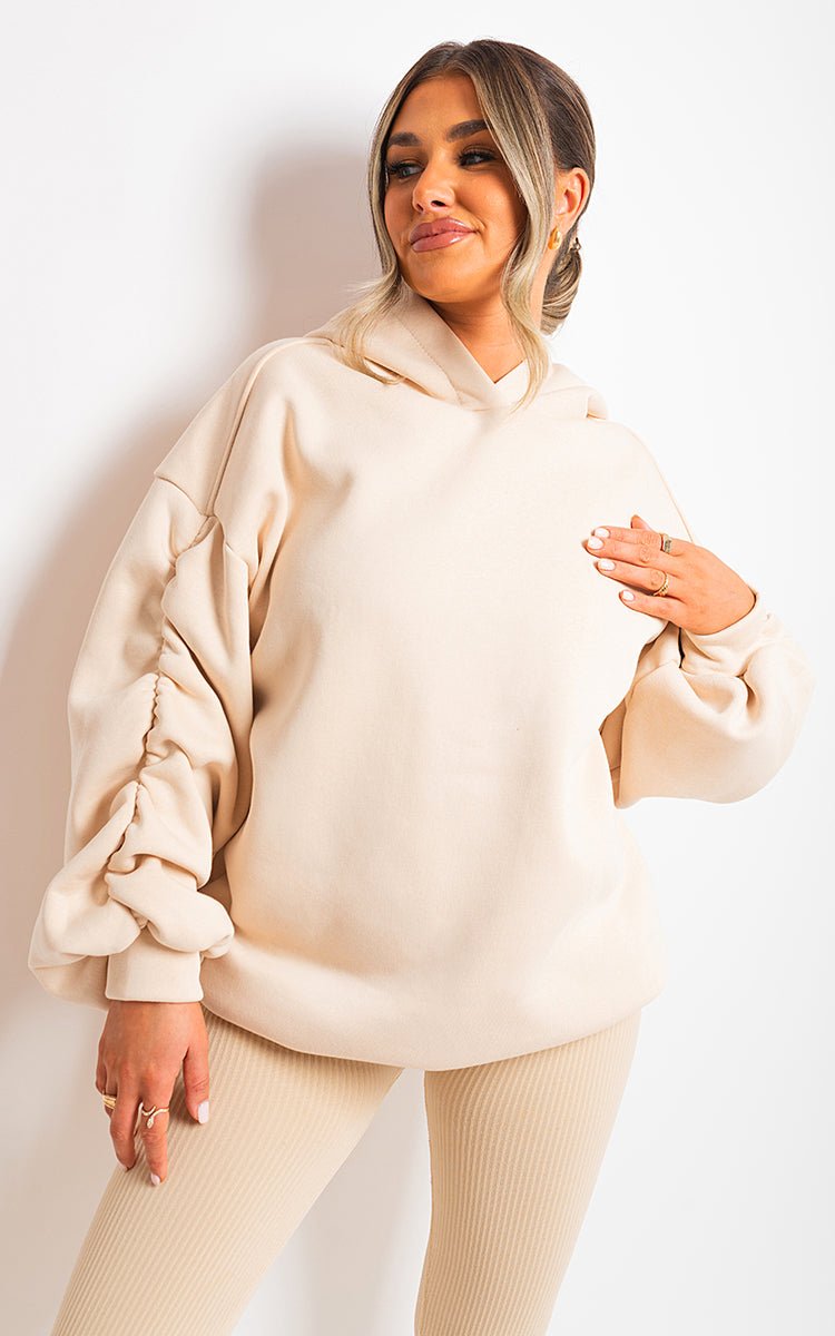 MOLLY Fall Winter Oversized Ruched Sleeves Hoodie - Glamoo - 