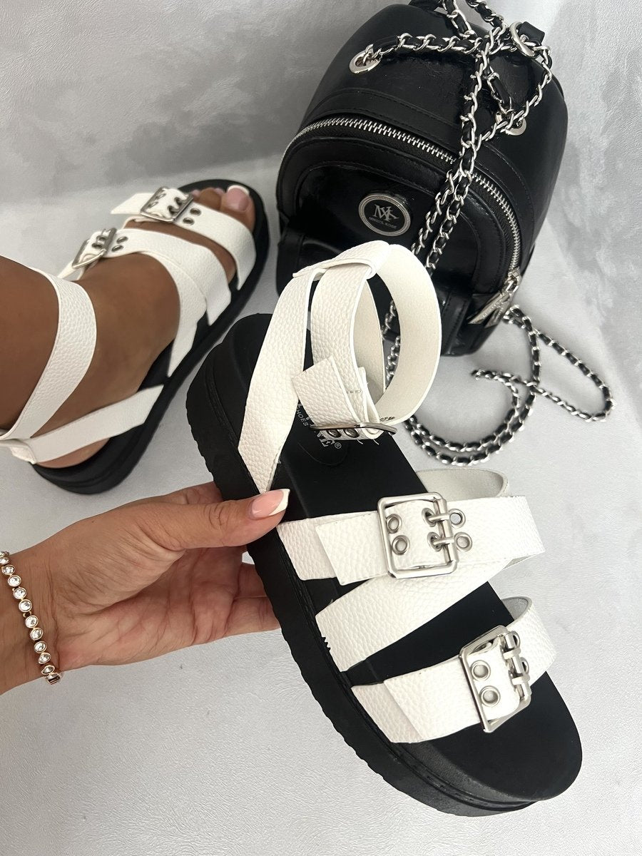 NORA Multi Strap Ankle Buckle Chunky Sandals - Glamoo - 