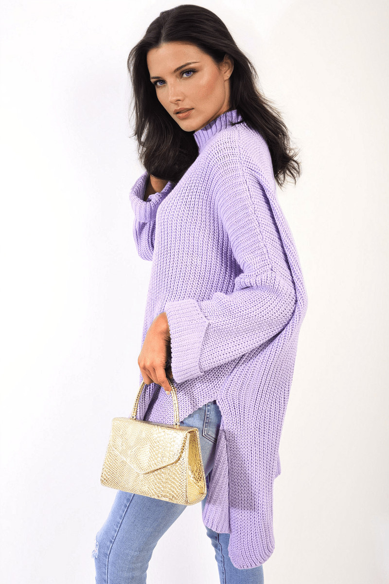 Oversized High Neck Knitted Jumper - Glamoo - 