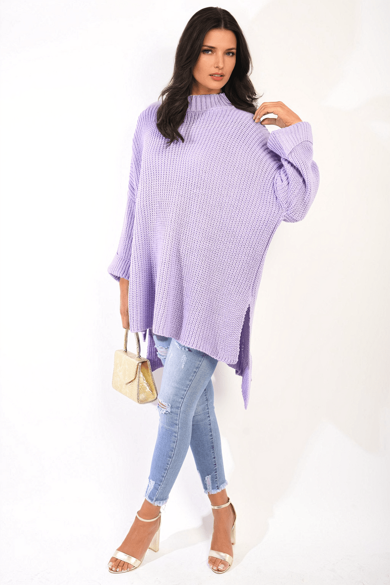 Oversized High Neck Knitted Jumper - Glamoo - 