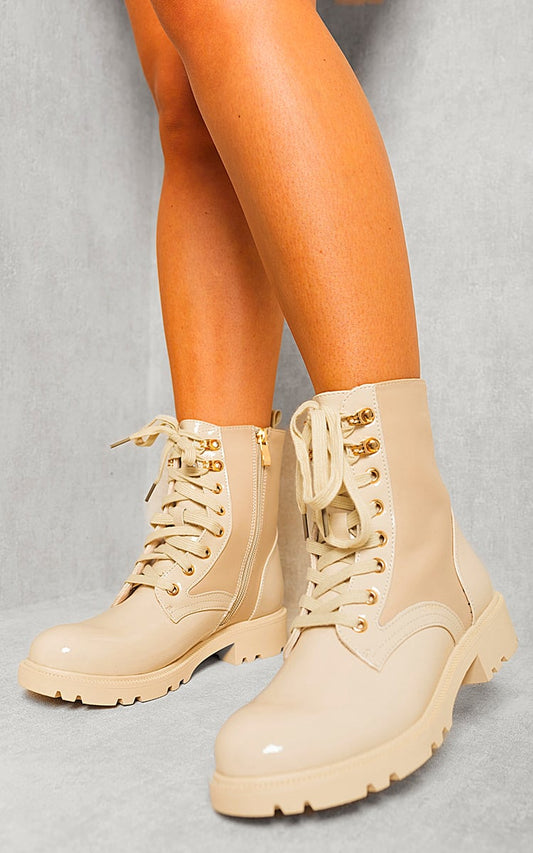 Platform Lace Up Chunky Boots - Glamoo - 