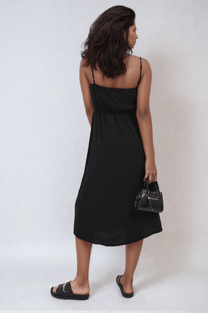 REGINA Button Front Strappy Midi Dress - Glamoo - 