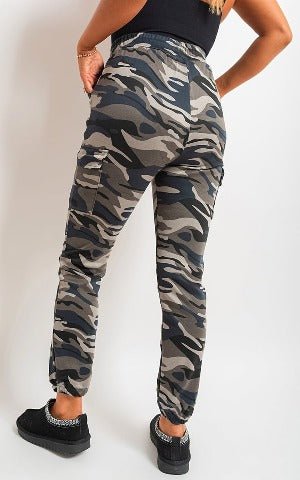 ROBYN Camo Print Tie Cargo Trouser - Glamoo -