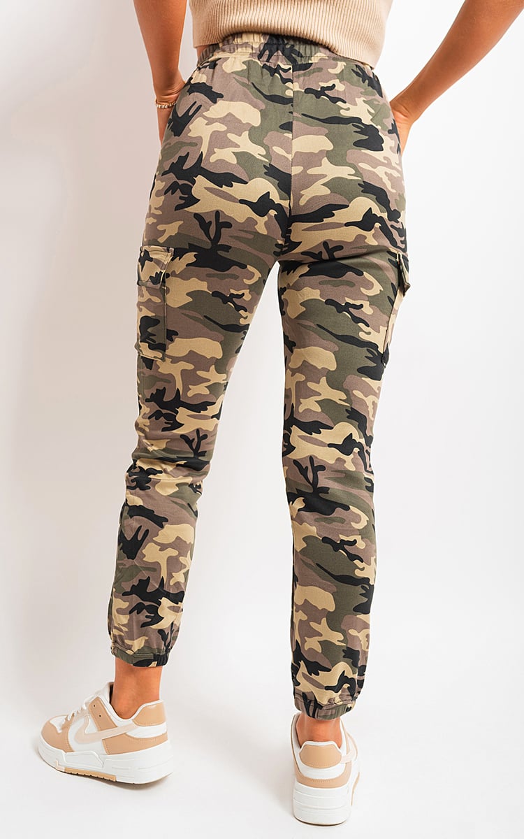 ROBYN Camo Print Tie Cargo Trouser - Glamoo -