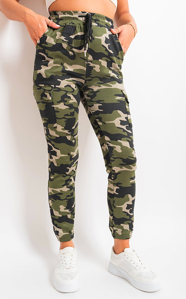 ROBYN Camo Print Tie Cargo Trouser - Glamoo -