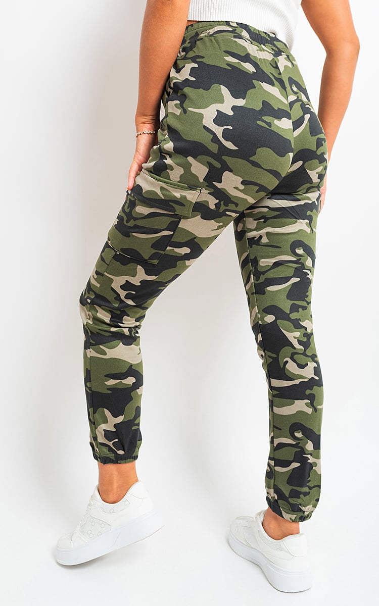 ROBYN Camo Print Tie Cargo Trouser - Glamoo -