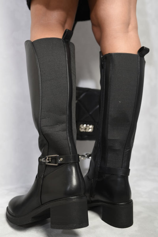 Round Toe Zip Up Knee High Boots - Glamoo -