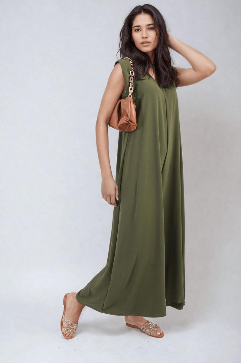 Ruffle Sleeve V - Neck Loose Waist Wide Leg Jumpsuit - Glamoo - 