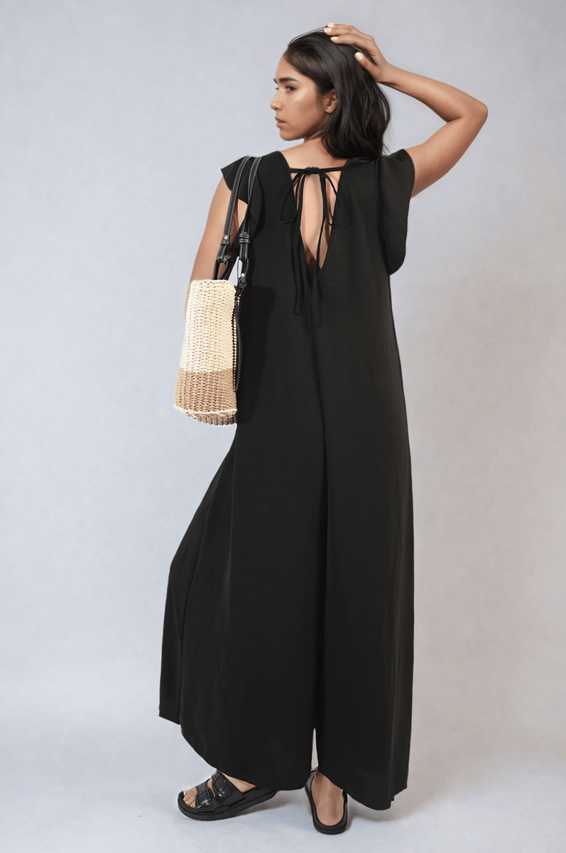 Ruffle Sleeve V - Neck Loose Waist Wide Leg Jumpsuit - Glamoo - 