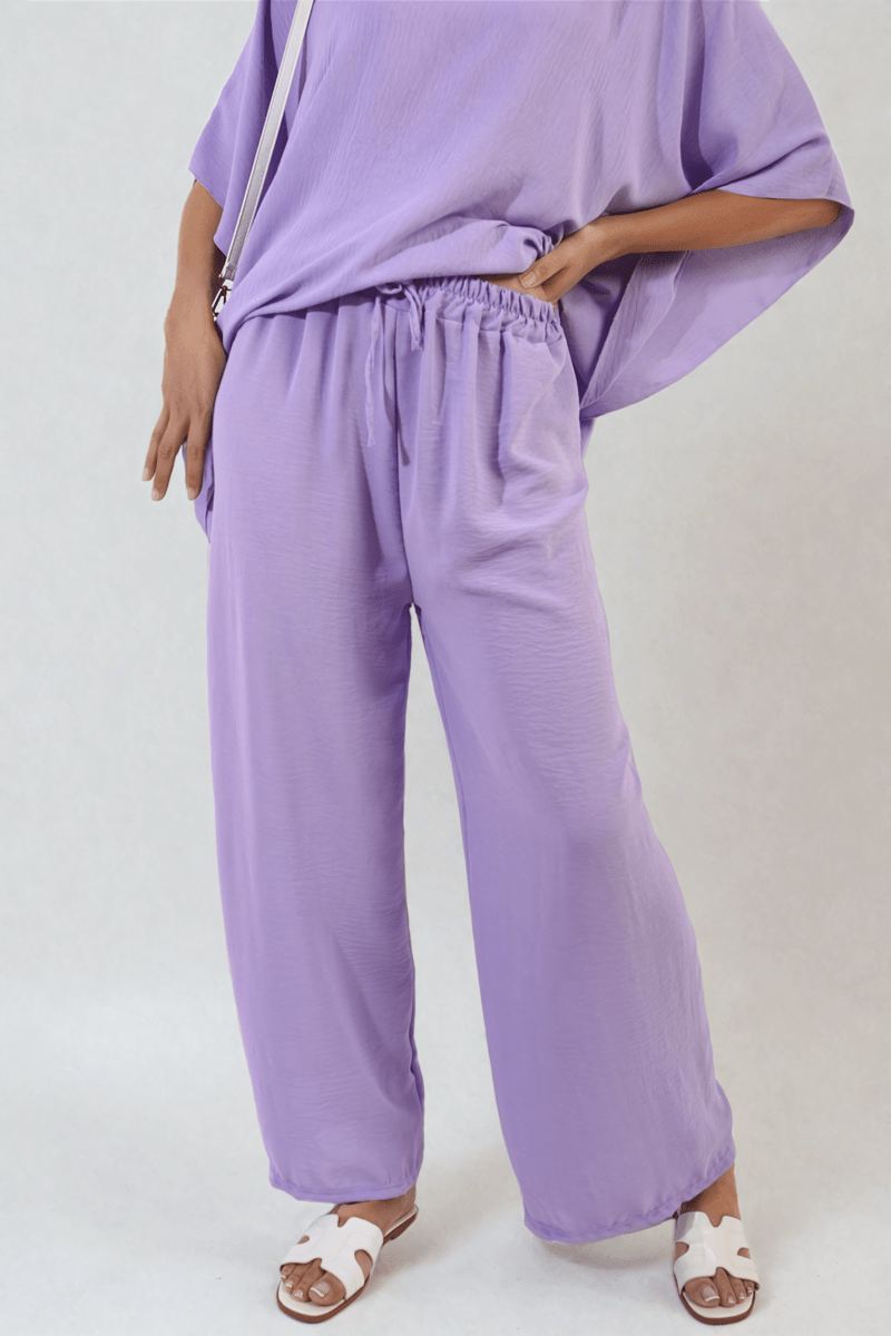 SABRINA Drawstring Waist Wide Leg Trousers - Glamoo - 