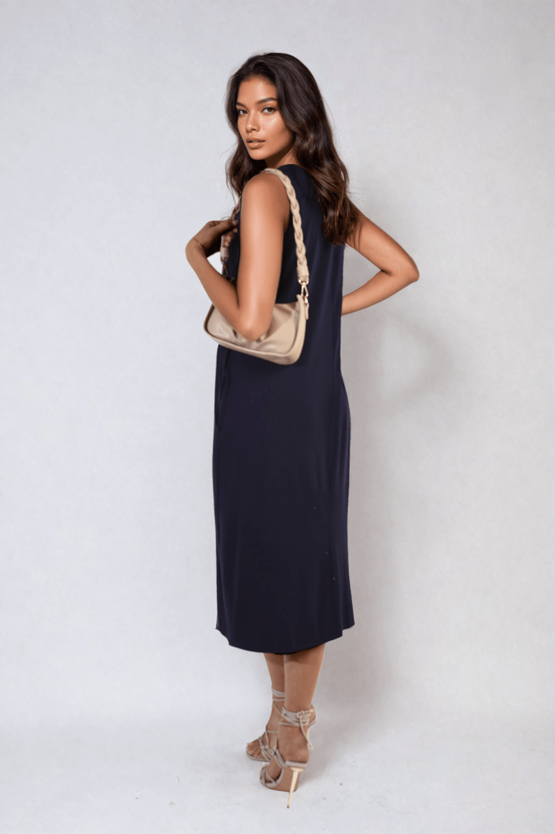 Sleeveless Slit Midi Dress with Side Pockets - Glamoo - 