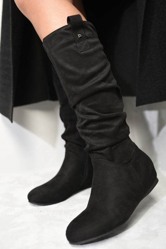 Slouchy Zip Detail Knee High Boots - Glamoo - 