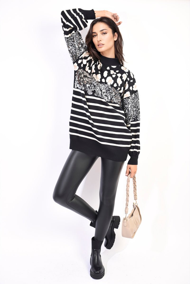 Striped Knitted Jumper - Glamoo - 