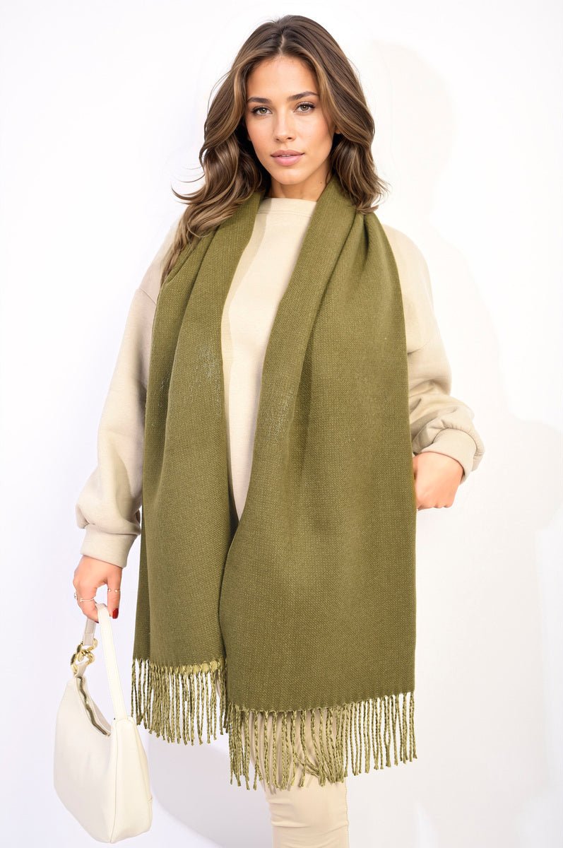 Winter Oversized Scarf with Tassel - Glamoo - 