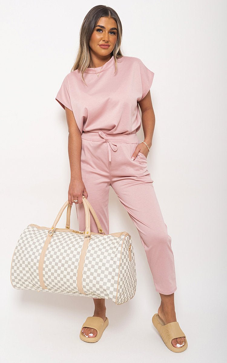 YASMINE Short Sleeve Boxy Lounge Wear Co - ord Set - Glamoo - 